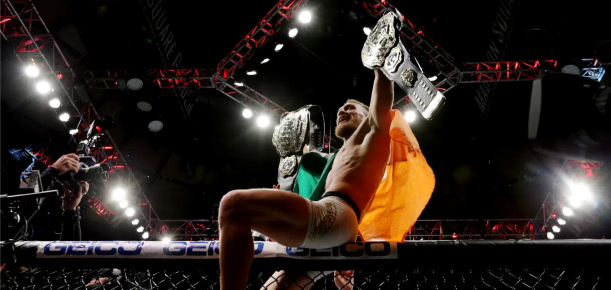 Cock of the walk: As well as the belts, McGregor now holds all the cards